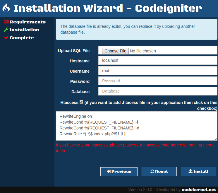 Requriements Page