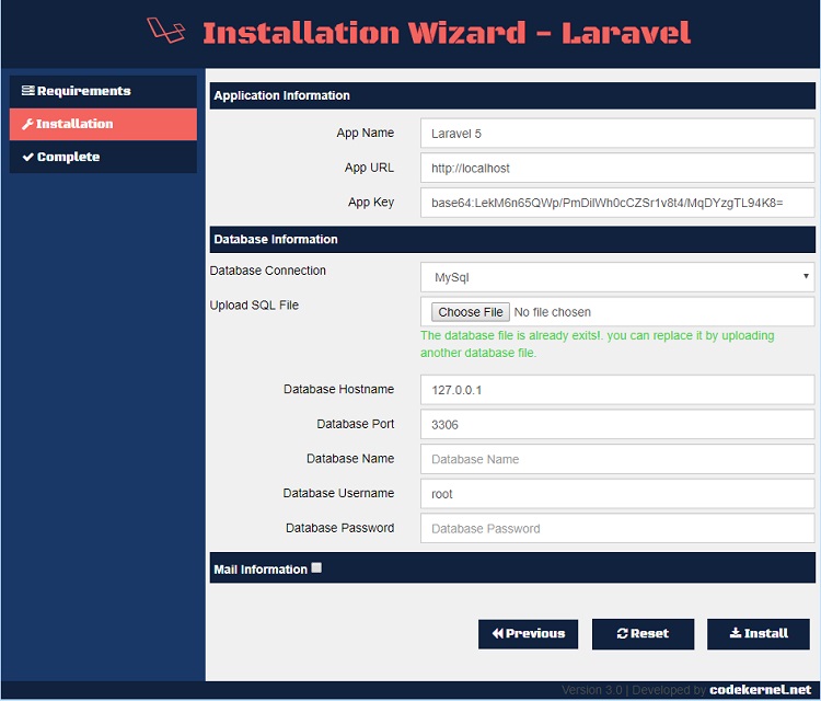 Requriements Page